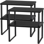 CADUKE Set of 4 Kitchen Counter Shelves, Cabinet Organizer, Black by CADUKE
