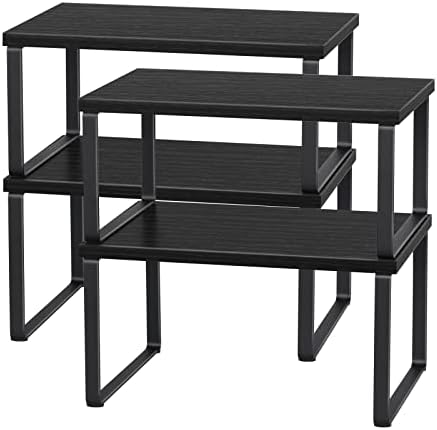 CADUKE Set of 4 Kitchen Counter Shelves, Cabinet Organizer, Black by CADUKE
