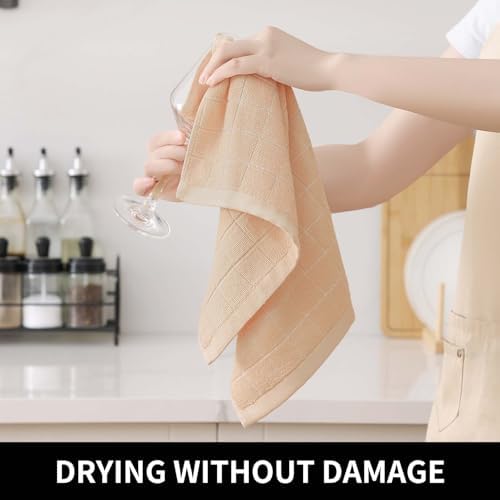 Homaxy Cotton Terry Kitchen Towels and Dishcloths Set of 10, Apricot - Image 5