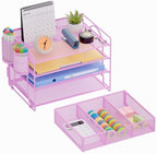 Marbrasse Desk Organizer, 4-Tier Paper File Letter Tray, Purple-2P - Image 6