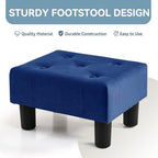 Poofzy Small Foot Stool Ottoman, Velvet Ottoman Foot Rest with Legs, Rectangle Foot Rest for Couch, Footstools and Ottomans Small for Living Room and Entryway (Navy Blue) - Image 4