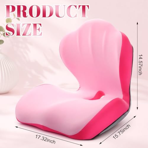 Chumia Ergonomic Seat Cushion Back Support for Office Chair Car, Pink - Image 2