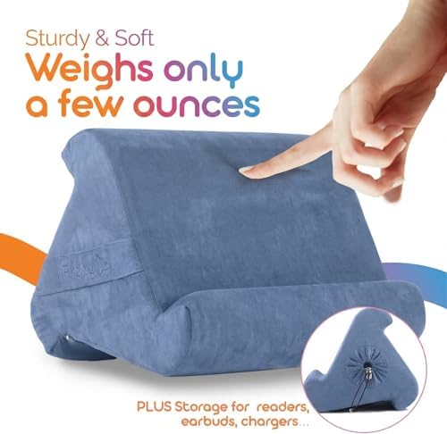 Flippy Original Tablet Pillow Stand & iPad Holder, Gift for Book Lovers & Readers, Multi-Angle Stand with Storage for Lap, Desk & Bed, Compatible with Kindle, Fire, iPad & Samsung, BlueHue 4.0 - Image 4