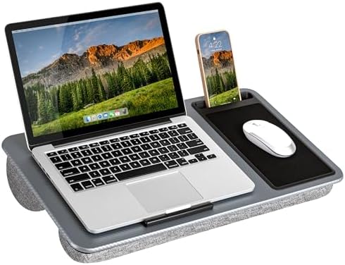 LAPGEAR Home Office Lap Desk – Silver Carbon, Fits 15.6” Laptops by LapGear
