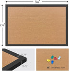 24"x36" Black Wood Framed Hanging Cork Bulletin Board - Image 3