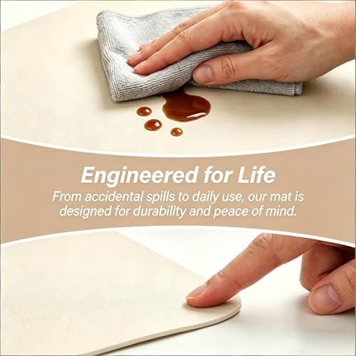 Leather Desk Pad, Non Slip Writing Mat Waterproof Table Top Cover, Desk Protector with Round Edge for Laptop Computer Office/Study Desk, Multisize (Color : Cream White, Size : 24"x47") - Image 5