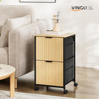 VINGLI 2 Drawer Mobile File Cabinet, Rolling Fluted Filing Cabinet Under Desk File Cabinet with Wheels, Fabric Drawers Printer Stand for Home Office, Fits Letter Size, Oak - Image 7