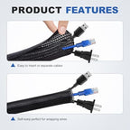 1-1/2" Cable Management Loom Wrap Sleeve Cord Wire Hider Organizer Covers - Image 3