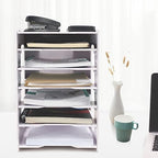 SONGWAY File Organizer for Desk - 7 Tier Document Holder with Removable Shelves, Letter Mail Rack, File Sorter Organizer, A4 Paper Storage Holder, Desktop Organizer for Home Office School, White - Image 5