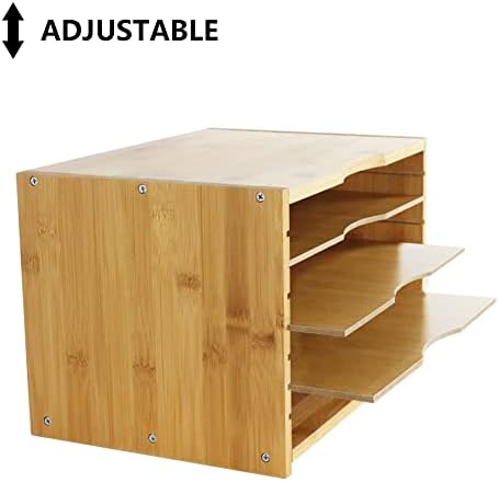 WKWKER File Organizer with 3 Adjustable Shelves Bamboo Document Letter Tray Paper File Sorter for Desktop Office Home Study Workstation Desk Storage Rack (Natural) - Image 4