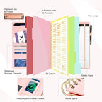 Clipboard with Storage for Men Women, Leather Padfolio Portfolio Organizer 5 Folders with 10 Pockets, Spiral Clipboard Folio with Notepad for Letter Size, Elastic Closure and Pen Loop Pink - Image 3