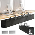 [Upgraded] Large Under Desk Cable Management Tray, Cinati Cable Management Under Desk No Drill, 42" Fabric Cord Hider for Wire Organizer, Cord Organizer for Office, Home - Supports Up to 30lbs Black by Cinati