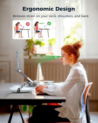 Aoviho 360° Rotating Laptop Stand for Desk | Adjustable, Foldable, Portable Aluminum Ergonomic Riser | Compatible with MacBook, Dell, HP & All Laptops 10-16 inch | Black - Image 4