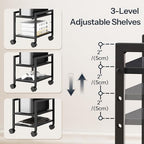 HOOBRO PC Stand, 2-Tier PC Tower Stand Fits Most Computer Towers, CPU Holder for Floor, Height Adjustable, CPU Stand with Wheels Under Desk, for Home Office, Black BB11CJ01 - Image 5