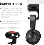 Under Desk Headphone Hanger Stand for Steelseries Arctis Nova Pro, Elite and Pro Omni Wireless Headsets with Dock for the Wireless Base Station by Brainwavz (HPS02) - Image 3