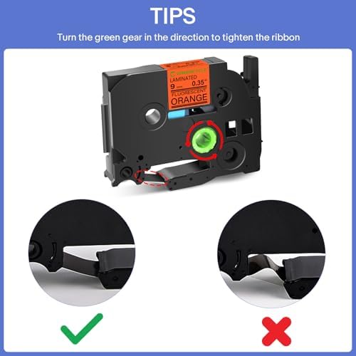 GREENCYCLE Compatible for Brother P-Touch Label Tape TZe-B21 9mm 0.35" Laminated Fluorescent Orange TZeB21 TZ-B21 TZe TZ 3/8 inch Black on Orange Label Tape for PTH100 PTH110 PTH107, 10 Pack - Image 4