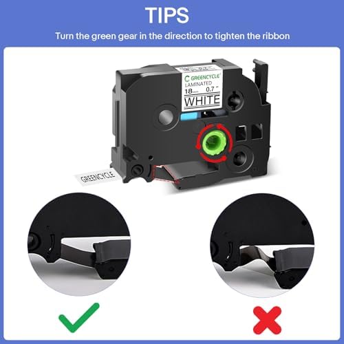 GREENCYCLE 18mm Label Maker Tape Compatible for Brother P-Touch TZe-241 18mm 0.7'' Laminated White TZ-241 TZe241 Black on White TZe TZ Tape for Ptouch PT-D400 D410 D600 D610BT P700 P750W, 10 Pack - Image 5