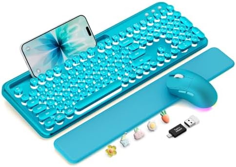 Wireless Keyboard and Mouse, Backlit Typewriter with Magnetic Wrist Rest by SABLUTE