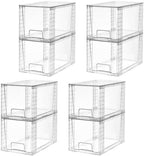Vtopmart 8 Pack Large Stackable Storage Drawers,Clear Acrylic Drawer Organizers with Handles, Easily Assemble for Fridge, Bathroom,Kitchen Undersink,Cabinet,Pantry Organization and Storage by Vtopmart