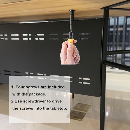 Under Desk Privacy Panel, Metal Material, 42.5 x 15.8", Black - Image 6