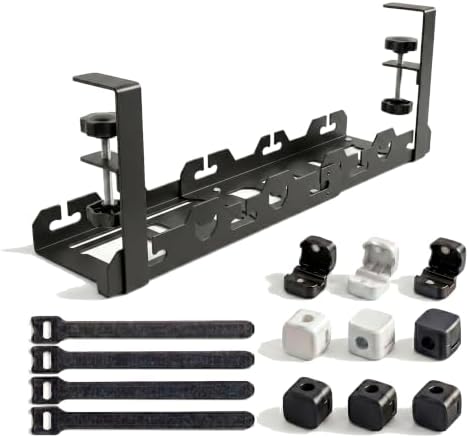 No-Drill Expandable Desk Cable Tray with 9 Magnetic Clips by Unknown