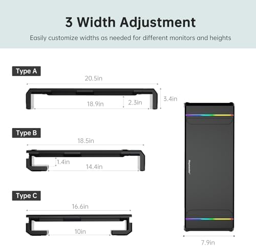 Heymaster Monitor Stand for Desk, Gaming Monitor Riser with RGB Light, Foldable Computer Monitor Stand Riser, Desk Organizers and Accessories for Desktop, Printer (Black) - Image 4