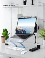 Aoviho Adjustable Laptop Stand for Desk,Portable Laptop Stand Holder and Riser,Foldable Aluminum Notebook Computer Stands for MacBook Air Pro HP Lenovo Dell Samsung Chromebook, 10-15.6 inch, Sky Blue - Image 3