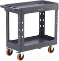 ELAFROS 2-Tier Heavy Duty Utility Rolling Cart, 34 x 17 in, 5" Wheels, Gray by ELAFROS