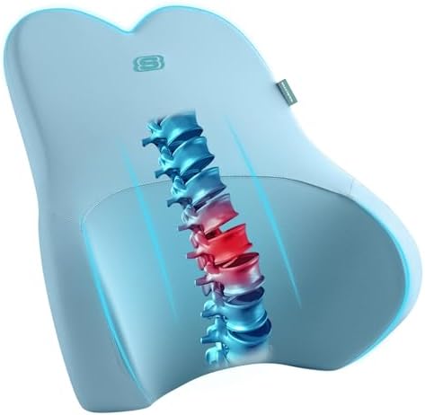 Skechers Air-Cooled & Memory Foam Lumbar Pillow,Lumbar Support Pillow for Office,Chair Lower Back Pain Relief Lumbar Pillow,Ergonomic Design Back Support Pillow for Office Chair,Car,Home,Travel,Blue by Unknown