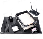 Dacasso Black Bonded Leather Luxury 9 Piece Desk Set - Blotter Pad & Desk Mat Organization Essentials - Executive Decor and Surface Protector - Image 4