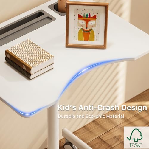 28" Mobile Standing Desk with Cup Holder & Widened Slots - Image 6