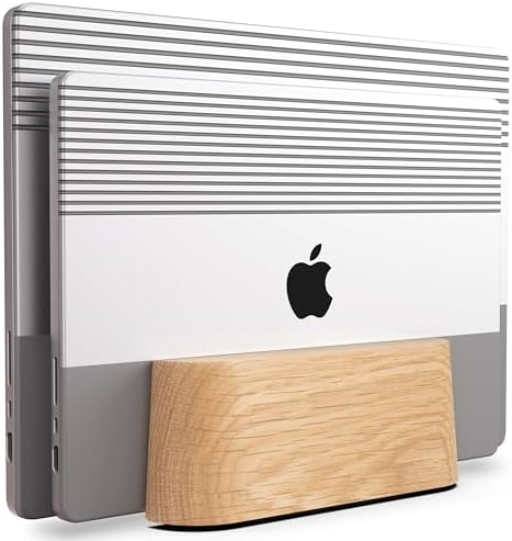 COREMINDED Adjustable Dual Vertical Laptop Stand for Desk, Wooden Laptop Holder, MacBook Pro Stand, Wood Mac Air Dock by COREMINDED