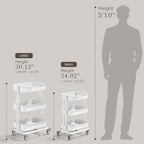 3 Tier Rolling Cart Metal Utility Cart with Lockable Wheels Home Office - Image 2