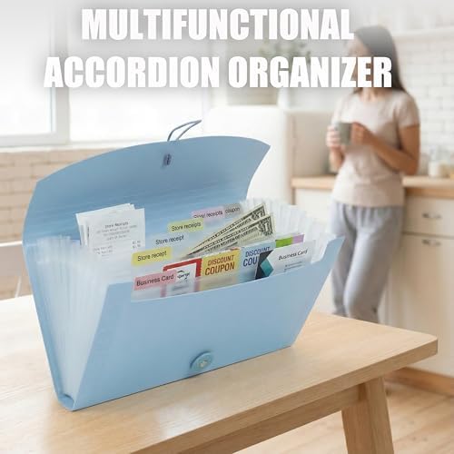 8 Pack Receipt Organizer & Coupon Holder, 13-Pocket Small Expanding File Folder with Tabs, 10.2" x 5.5" Portable Accordion Wallet for Checks, Bills, Cash & Travel Documents - Image 3