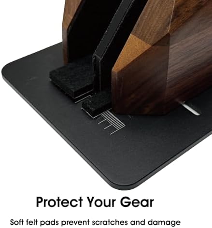Walnut Vertical Laptop Stand, Dual Slot Wood Laptop Holder for Desk - Image 3