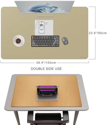MAIDERN 40” x 24” Cork & Leather Desk Mat XL, Large Desk Pad (Golden) - Image 2