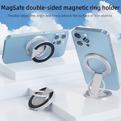 RESPECTED BRO Magnetic-Phone-Ring-Holder with Dual Rings, Compatible with iPhone 17/16/15/14/13/12, Multifunctional Stand for Desk,Office,Gym,Kitchen & All Metal Surfaces, Finger Loop Grip (Silver) - Image 2