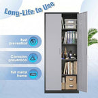 SUXXAN 71-Inch Metal Garage Storage Cabinet with Locking Doors,Black-Grey - Image 7