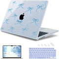 May Chen for MacBook Air 15 inch Case M5 M4 M3 M2 2026 2024-2023, Model A3448 A3241 A3114 A2941, Closes Seamlessly Hard Shell Laptop Cover with Keyboard Cover, Blue Bows P720 by MayChen