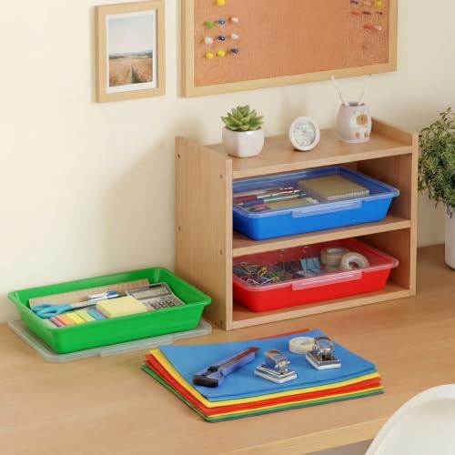 Tinlade 24 Pcs Classroom Paper Storage Bins with Lids, Rainbow, 13x10in - Image 6