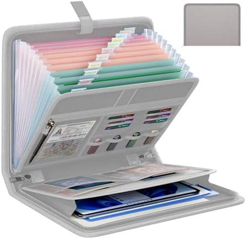 Fireproof Accordion File Organizer, Expanding File Folder with 13 Pockets by Huolewa