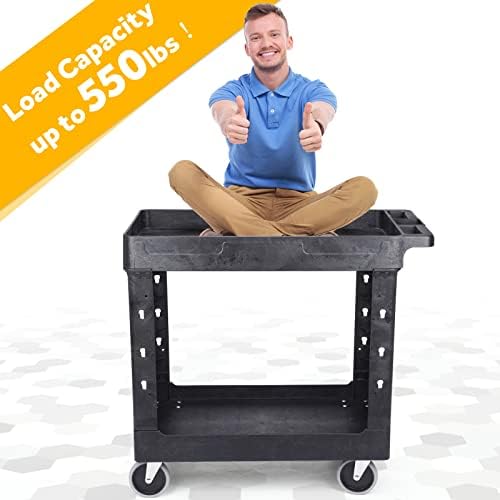 ELAFROS 2-Tier Utility Rolling Cart, 34 x 17 in, 5" Swivel Wheels, 550lb - Image 6