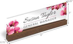 Artblox Office Personalized Name Plate for Desk with Business Card Holder On Clear Acrylic Glass Orchids Flowers Design Custom Desk Name Plate with Your Name and Credentials Customized Gift - Image 3