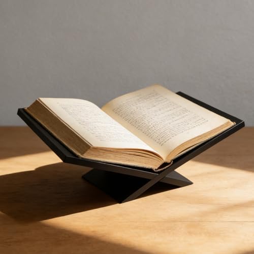 Open Display Book Stand, Wooden Large Book Holder, Coffee Table Stand, Wood Easel for Magazine, Art, Cook Book, Bible, Quran - Black (Black) - Image 2