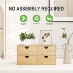 Bamboo Desk Organizer with Drawers, Desktop Storage Box for Office Supplies - Image 4