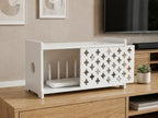 SKAGIT Wooden WiFi Router Storage Box Hider, Decorative Projector Box Hider Rack Countertop, Cable Management Organizer for Modem, Router, Power Strip, and Small Accessories White - Image 2