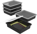 Storex Letter Size Flat Storage Tray – Organizer Bin with Non-Snap Lid for Classroom, Office and Home, Black, 5-Pack (62535U05C) by Storex