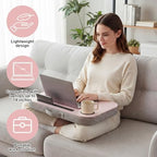 Lewtemi Pink Laptop Lap Desk with Cushion Cup Holder and Stopper Padded and Phone Holder Couch Bed Sofa Fits up to 15.6 Inch Portable Lap Desk for Home Office Study Writing - Image 4