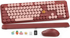 SABLUTE Wireless Keyboard Mouse Combo, Burgundy Red, Magnetic Wrist Rest by SABLUTE