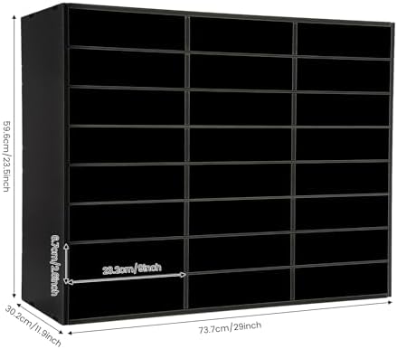 24 Compartments Literature Organizer with Adjustable Shelves Desktop File Sorter Mail Center Paper Storage Cabinet Home & Office Mailbox School Classroom Keepers (Black 24 Slots) - Image 2